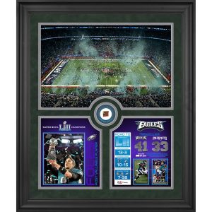 Philadelphia Eagles Framed Super Bowl LII Champions Collage with a Piece of Game-Used Football